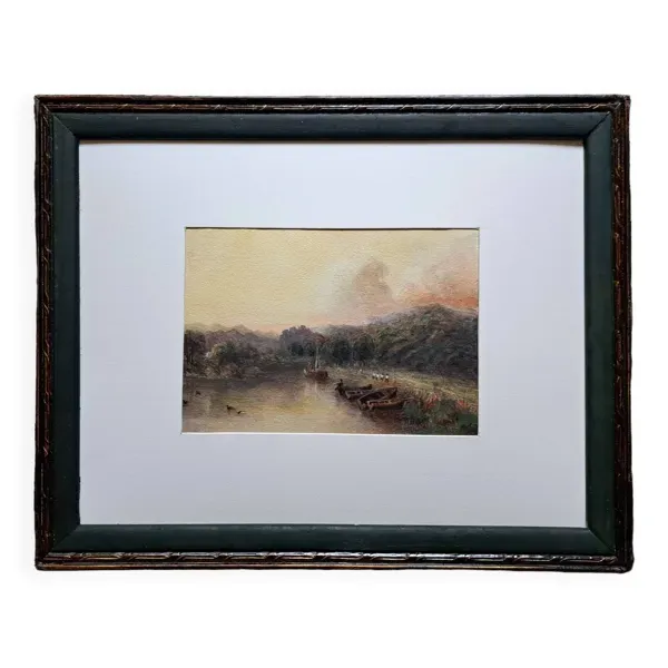 Aquarelle impressionniste XIXème siècle - Marine romantique - Ecole anglaise + 4 CD neufs