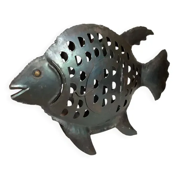 Grand bougeoir photophore poisson métal