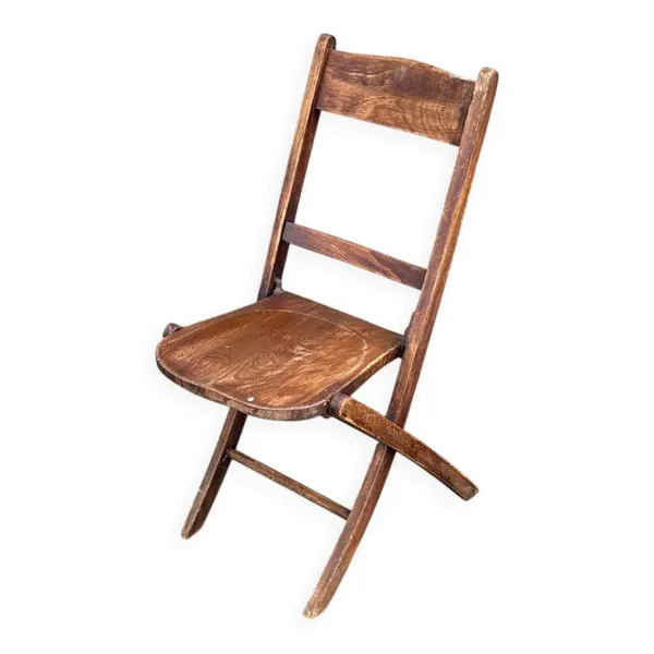 Chaise pliante vintage en bois patiné