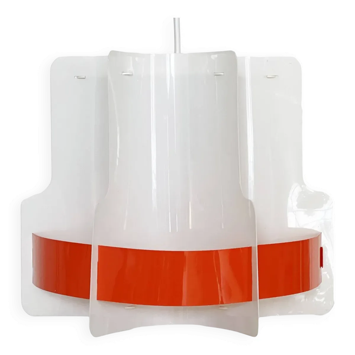 Suspension en plastique orange et blanc par Quality System, Danemark années 1970