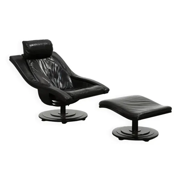 Fauteuil pivotant et repose-pieds par Takashi Okamura pour Nelo Möbel Suède