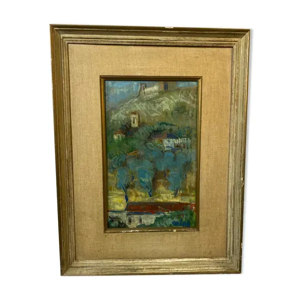 Huile sur toile d'Alexander Orloff (1899 – 1979), Village de montagne