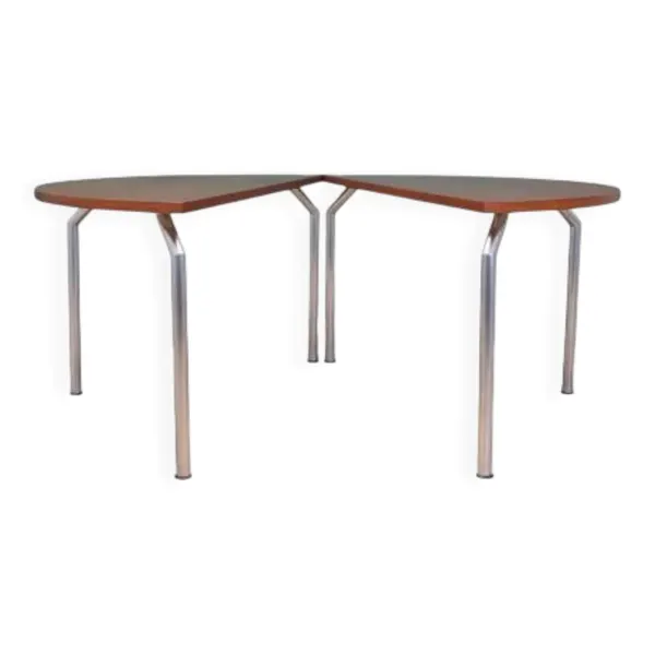 Table demi-ronde en teck, design danois, années 1970, fabricant : Bent Krogh