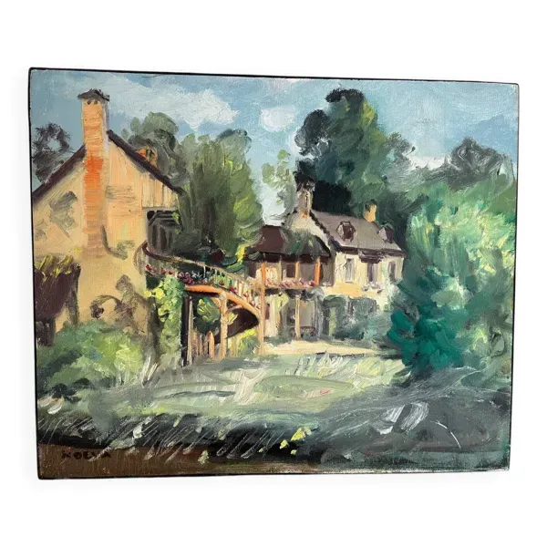 Peinture « Le Hammeau de la Reine » - Versailles, signée