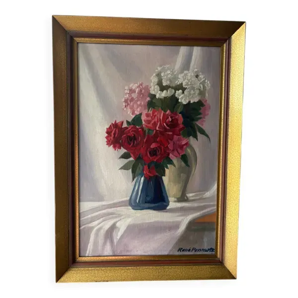 Bouquet de fleurs signé