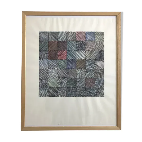 Ecole contemporaine : technique mixte sur papier, Sans titre (carré), circa 2021