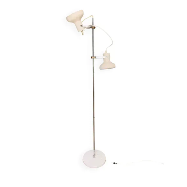 Lampadaire en métal chromé et blanc, circa 1970
