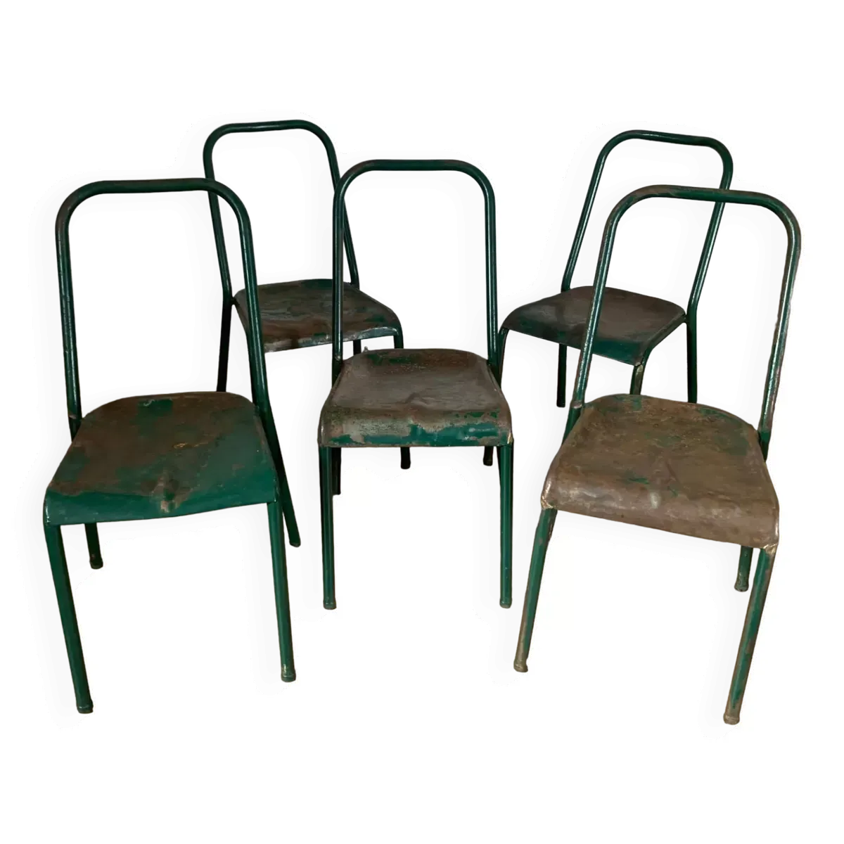 Ensemble de 5 chaises vertes