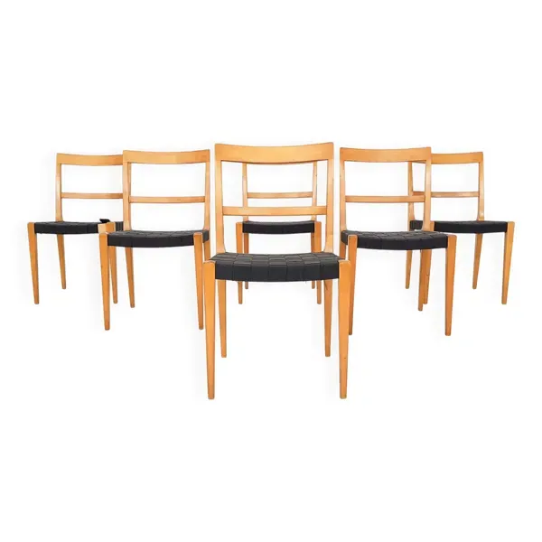 Ensemble de 6 chaises de salle à manger vintage Bruno Mathsson Mimat Mi401, Suède 1932