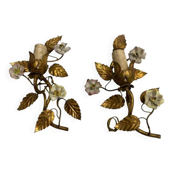 Appliques Tole Doré Doré Set de 2