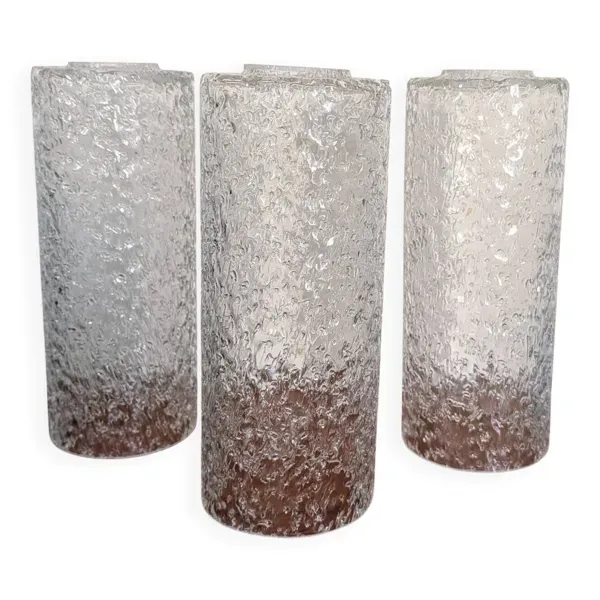 Trio d'abat-jours en verre ''cratère 70's