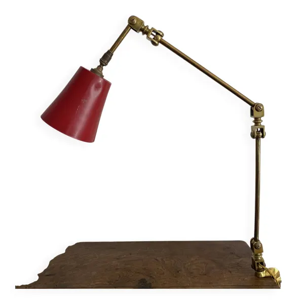 Lampe d'atelier 3 bras, en laiton ,design indus années 50-60