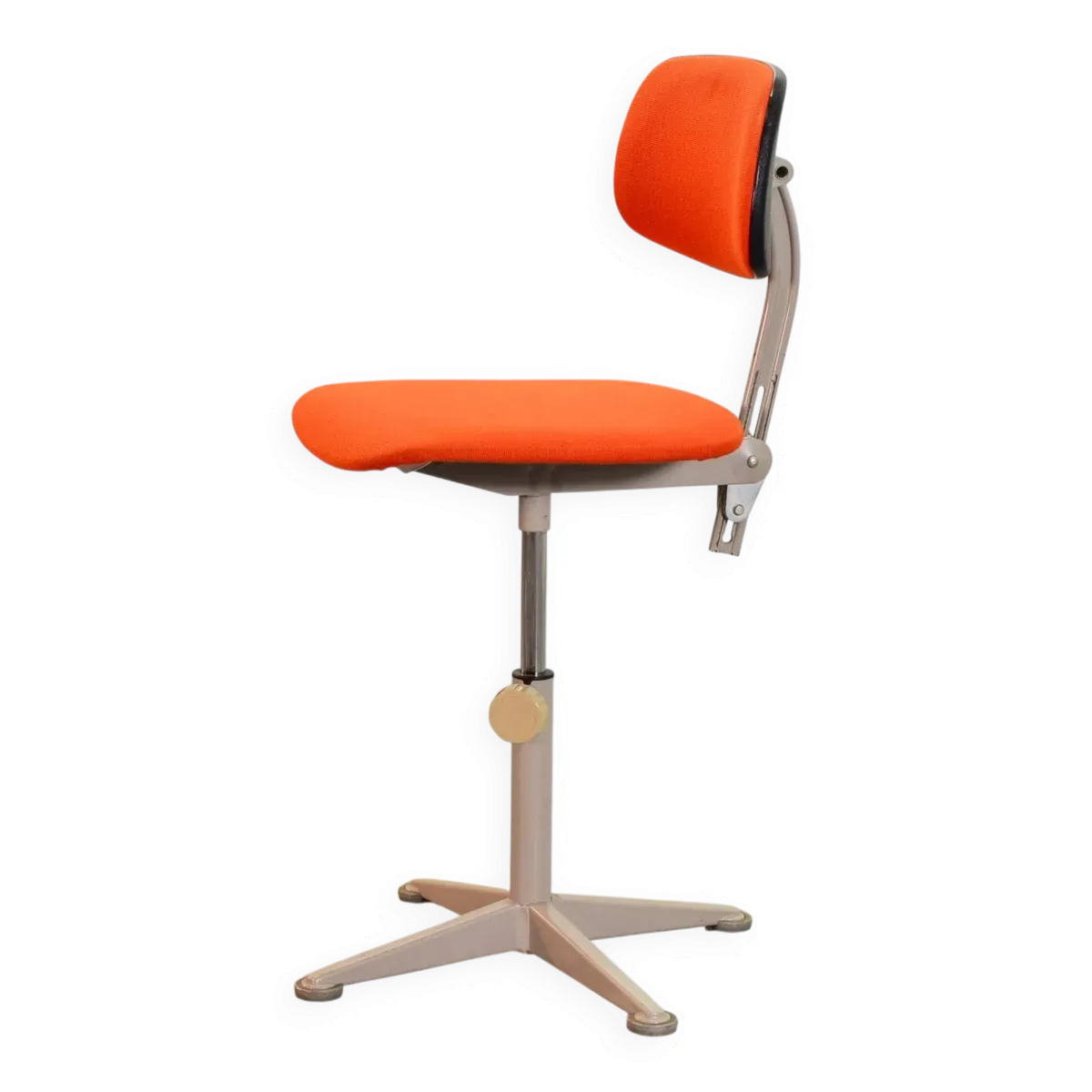 Chaise de bureau industrielle Ahrend De Cirkel avec revêtement en tissu orange, années 1950