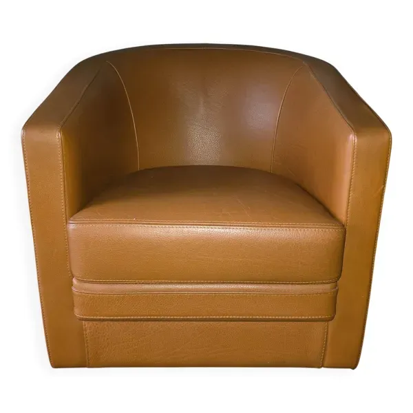 Fauteuil club Bournas Paris en cuir coloris camel