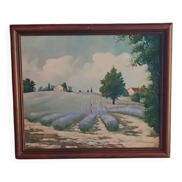 Tableau français vintage, un champ de lavande