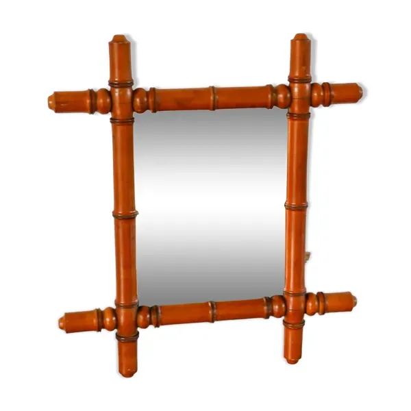 Miroir de barbier en bois effet bambou 44 x 39 cm