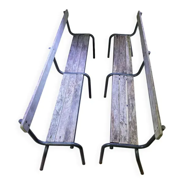 Paire de bancs de ferme