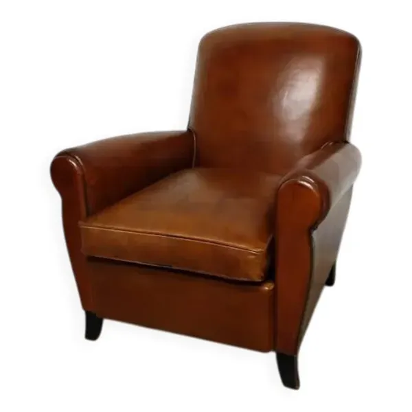 Fauteuil club dossier bombé restauré en crin