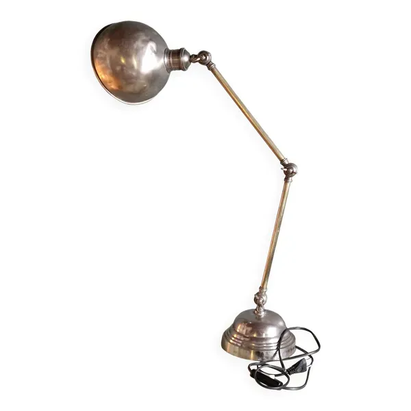 Ancienne Lampe industrielle réglable en bronze a 2 bras