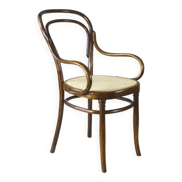 Fauteuil bistrot canné N°14 , par Hofmann 1895, Art nouveau .