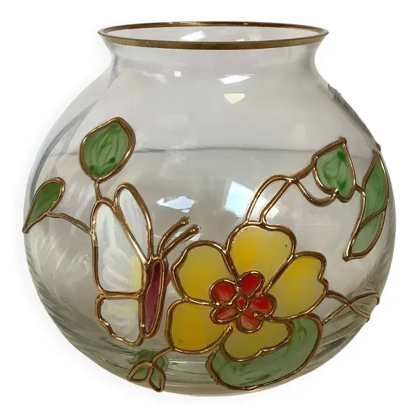 Vase boule vitrail Tiffany Nagel