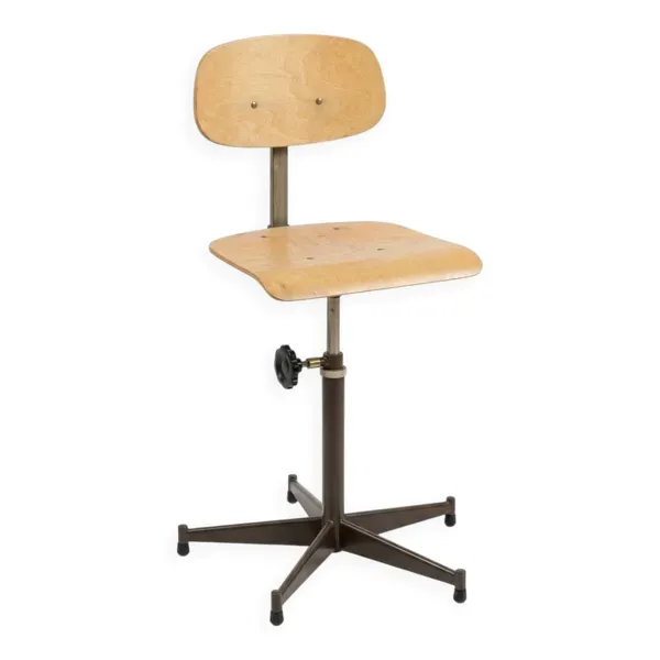 Chaise d'atelier vintage industriel authentique années 60