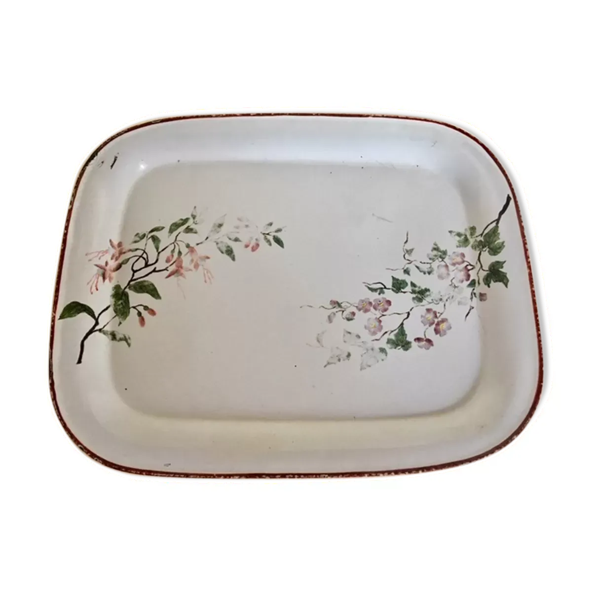 Plateau en tôle émaillée vintage