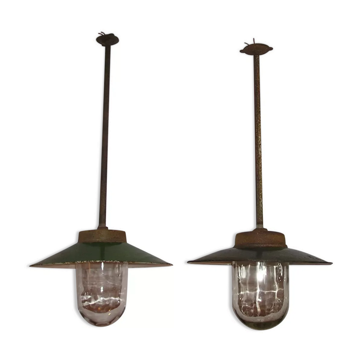 Set de 2 suspensions métal indus tole émaillée