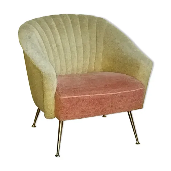 Fauteuil  club design italien années 50-60  bi color