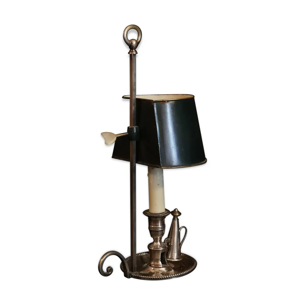 Lampe bouillotte bronze argenté tôle XIXème siècle