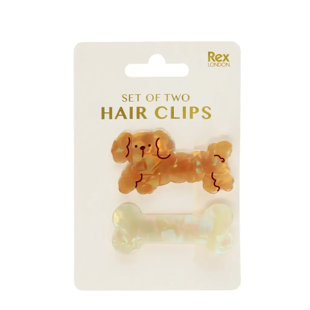 Pince à cheveux fille Rex London Dog and bone (x2)