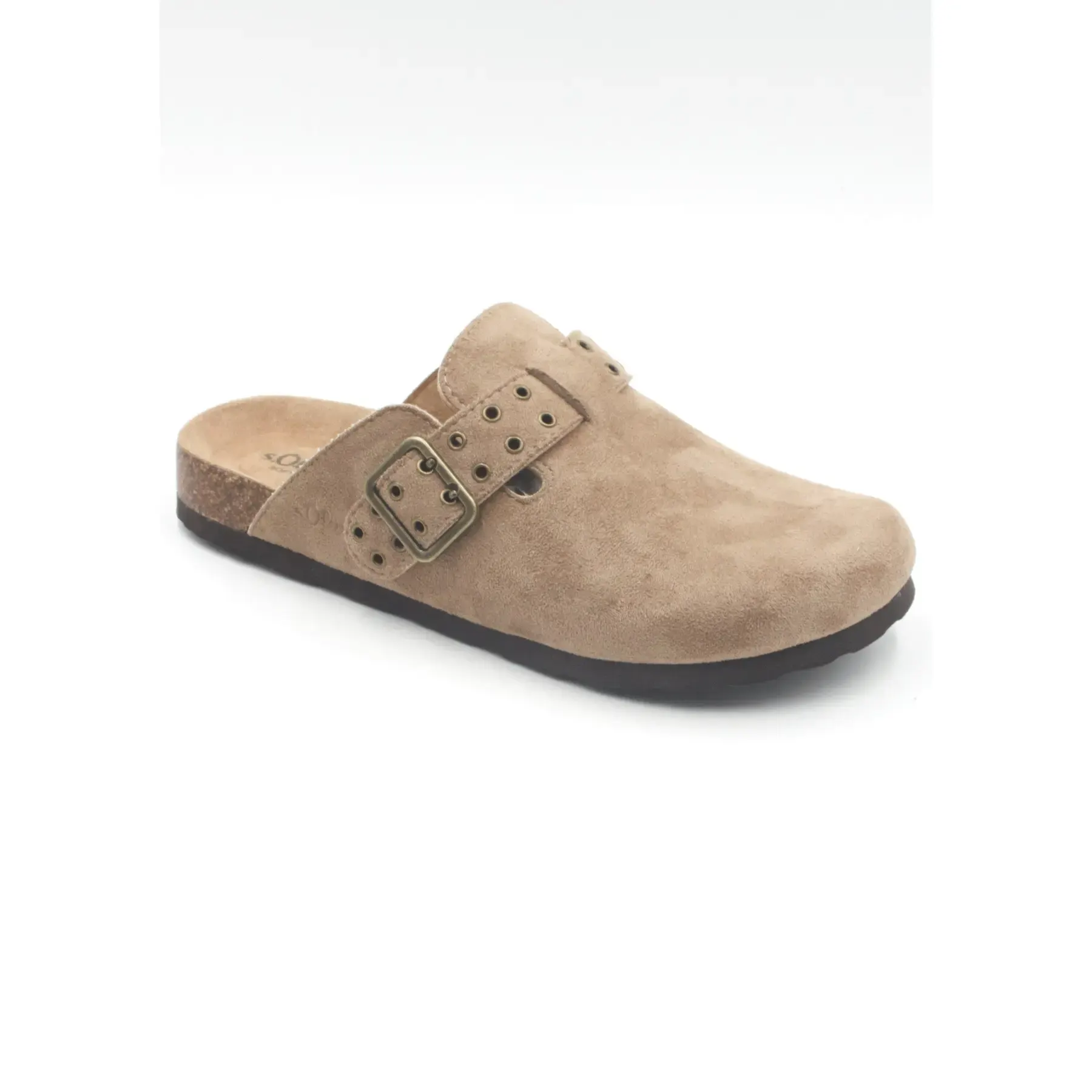 Mules aspect cuir velours avec bouton décoratif et rivets femme s.Oliver