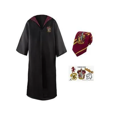 Ensemble déguisement robe de sorcier, cravatte et tatou Sabor Harry Potter Gryffindor