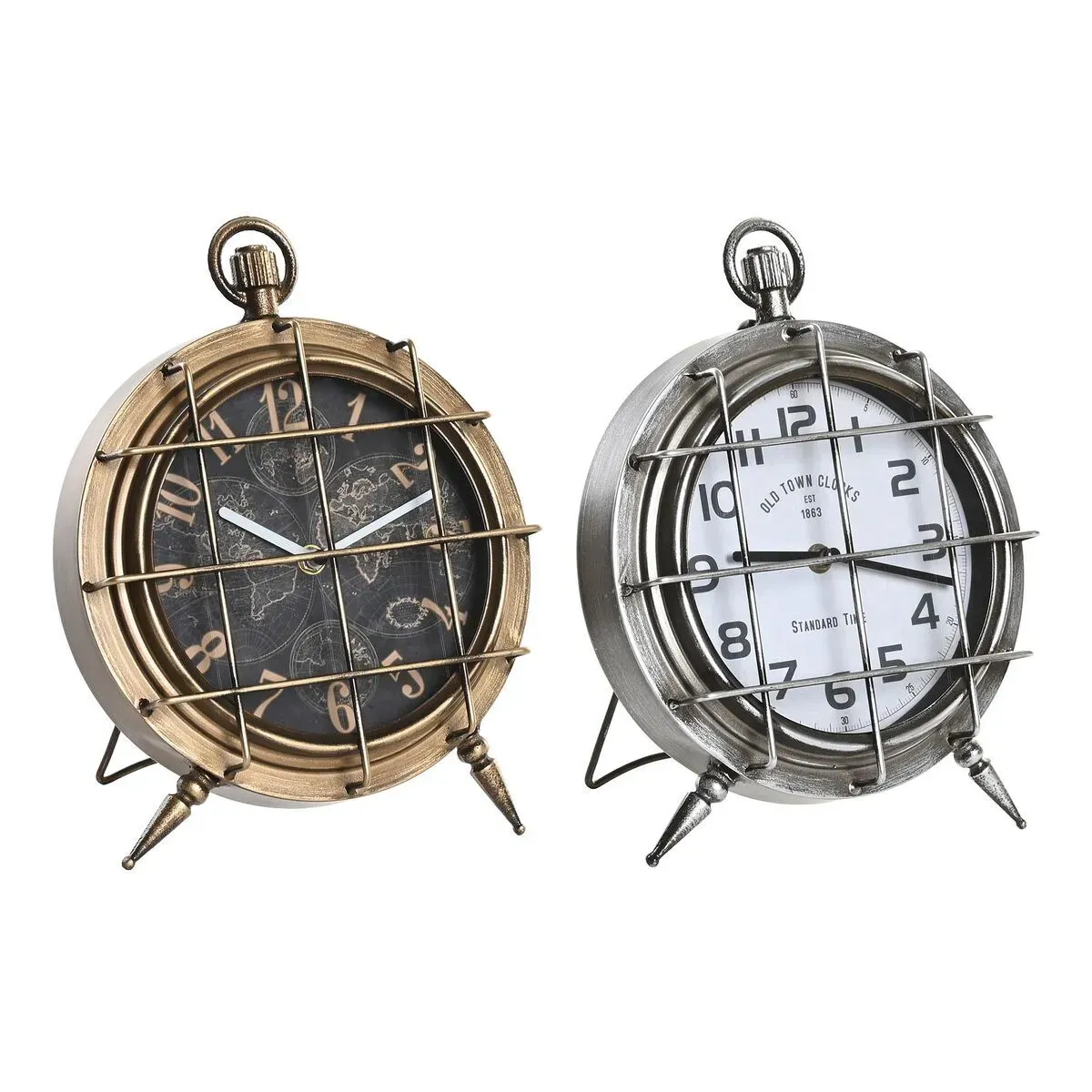 Horloge de table mappemonde en verre et fer DKD Home Decor (x2)