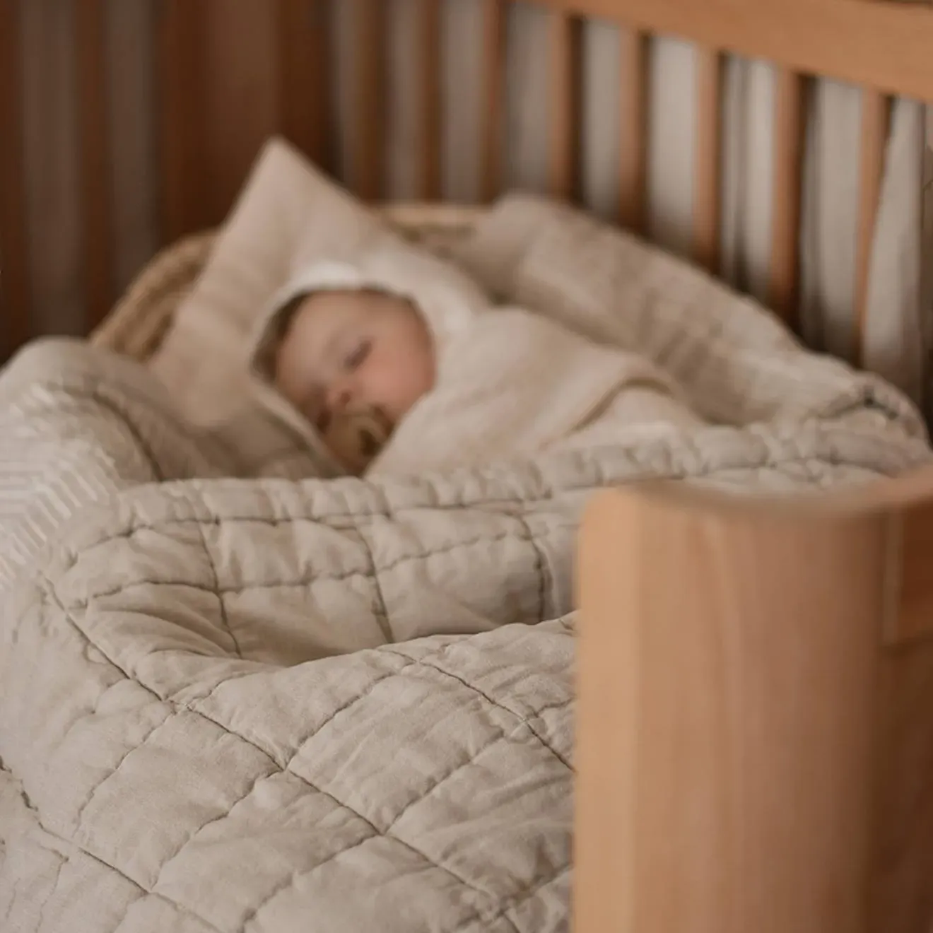 Couverture Enfant Réversible Coton Lavé Anna Sable