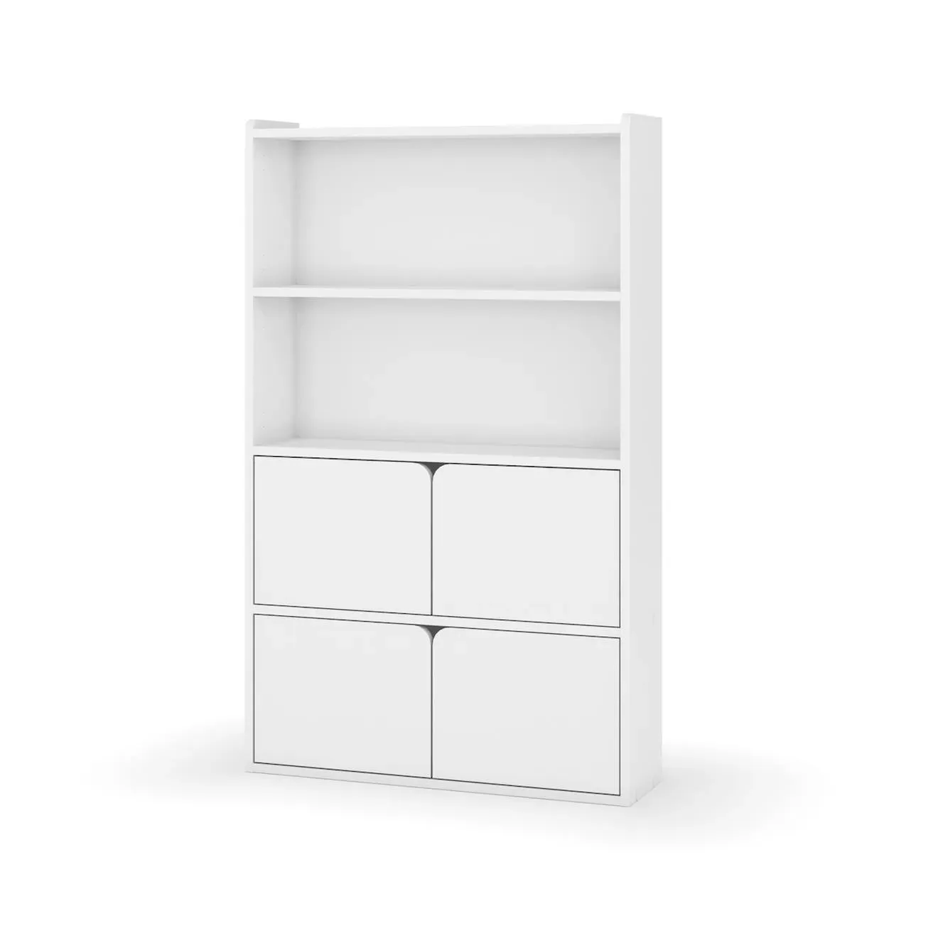 Bibliothèque Étagère 4 Portes Bois Massif Sidney Blanc