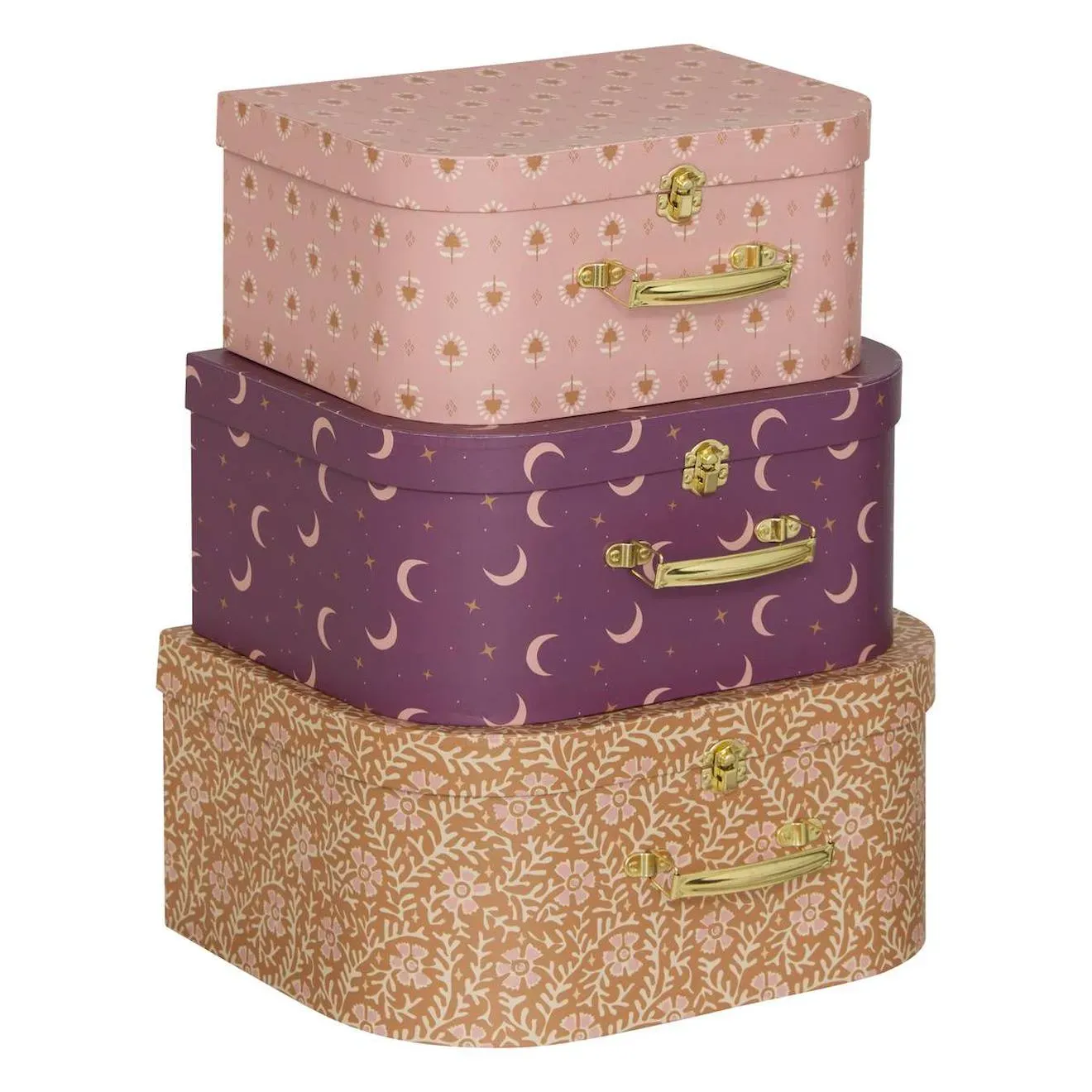 Lot De 3 Valisettes - Bella Ocre / Violet / Rose