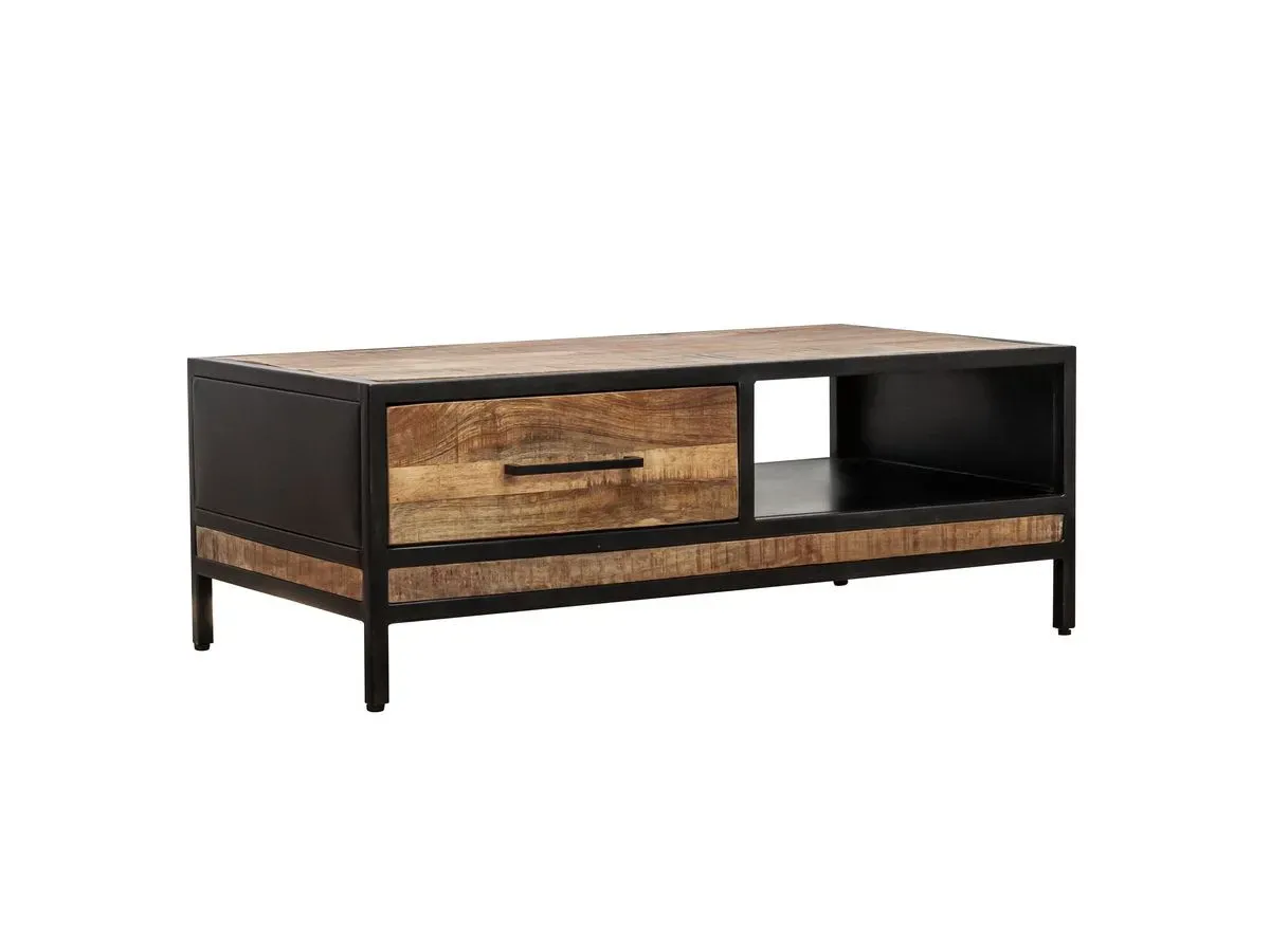 Illustration numéro 2 du produit Table basse 1 tiroir BEAUBOURG bois massif de manguier    BOBOCHIC