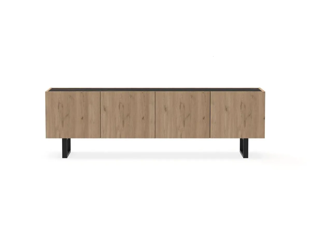 Illustration numéro 2 du produit Meuble TV 180 cm OPERA effet chêne et effet marbre noir    BOBOCHIC