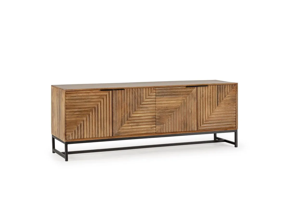 Illustration numéro 2 du produit Meuble TV 4 portes 160 cm NAOMIE bois massif d'acacia    BOBOCHIC