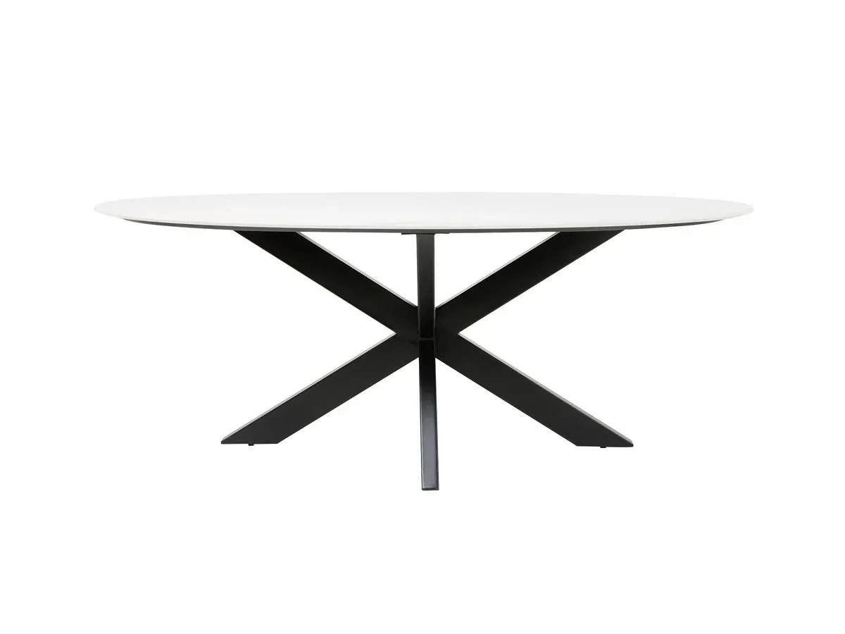 Illustration numéro 2 du produit Table à manger ovale 200 cm BARTHELEMY plateau quartz effet marbre    BOBOCHIC