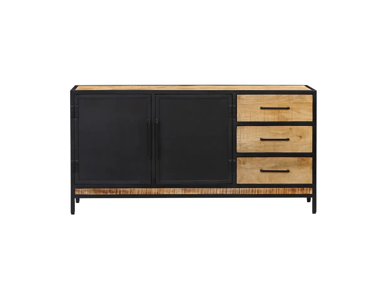 Illustration numéro 2 du produit Buffet 2 portes 160 cm BEAUBOURG bois massif de manguier    BOBOCHIC