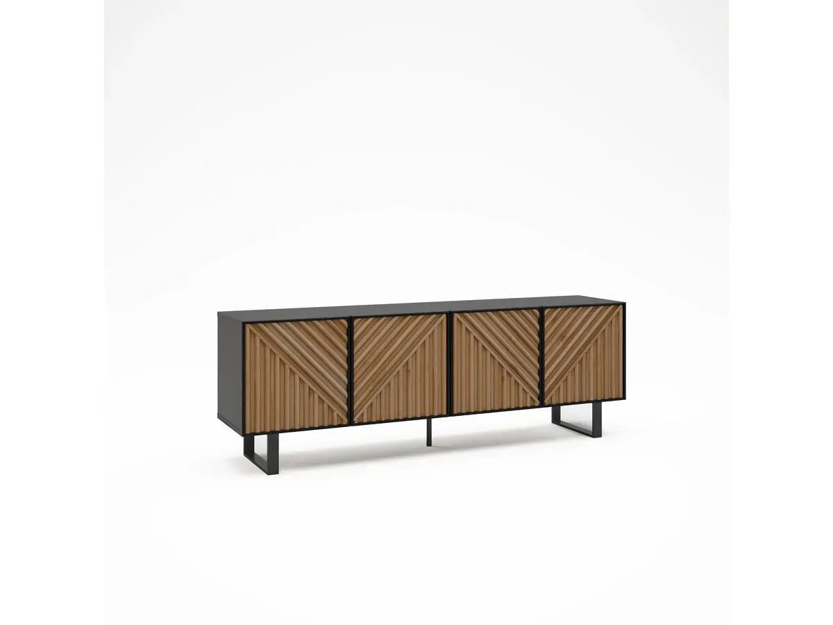 Illustration numéro 2 du produit Meuble TV 4 portes 161 cm ALAIA effet chêne    BOBOCHIC