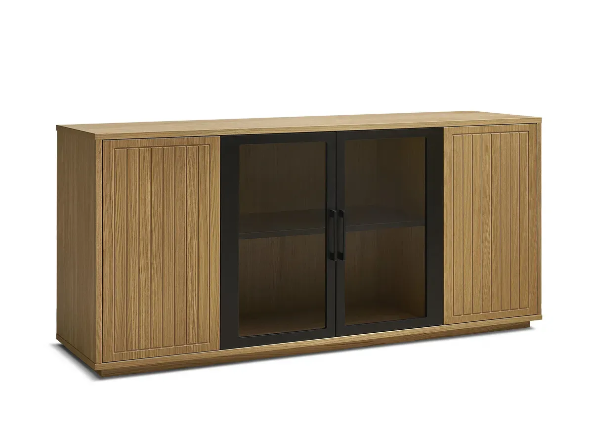 Illustration numéro 2 du produit Buffet 4 portes 160 cm THEMYS placage chêne massif    BOBOCHIC