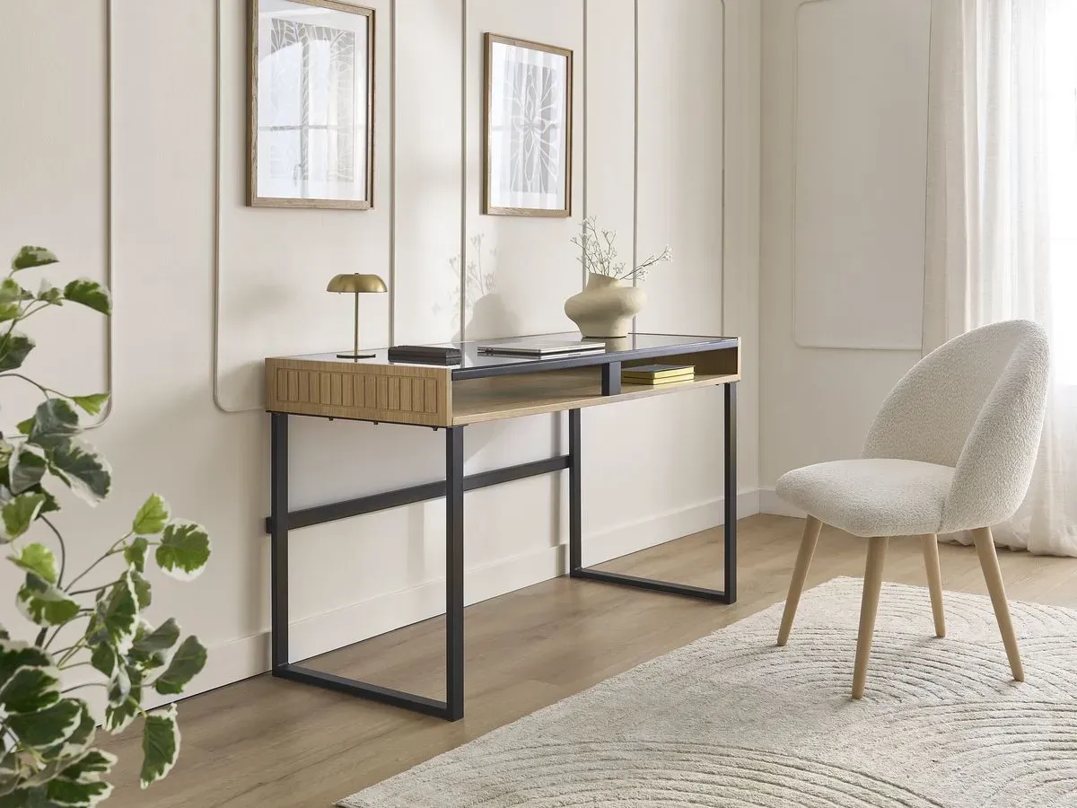 Illustration numéro 2 du produit Bureau avec niche THEMYS placage chêne massif    BOBOCHIC