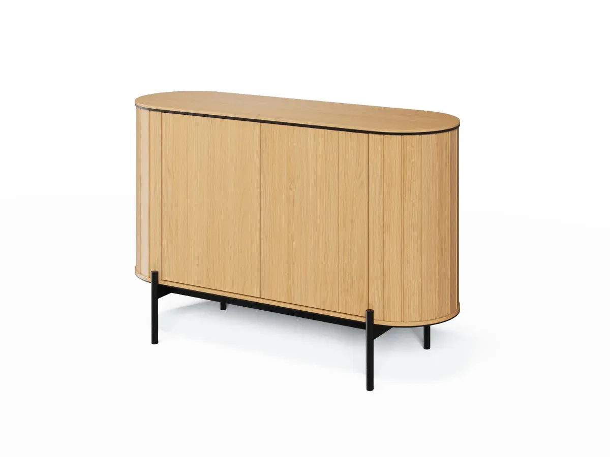 Illustration numéro 2 du produit Buffet arrondi 2 portes 124 cm AMBOISE couleur chêne    BOBOCHIC