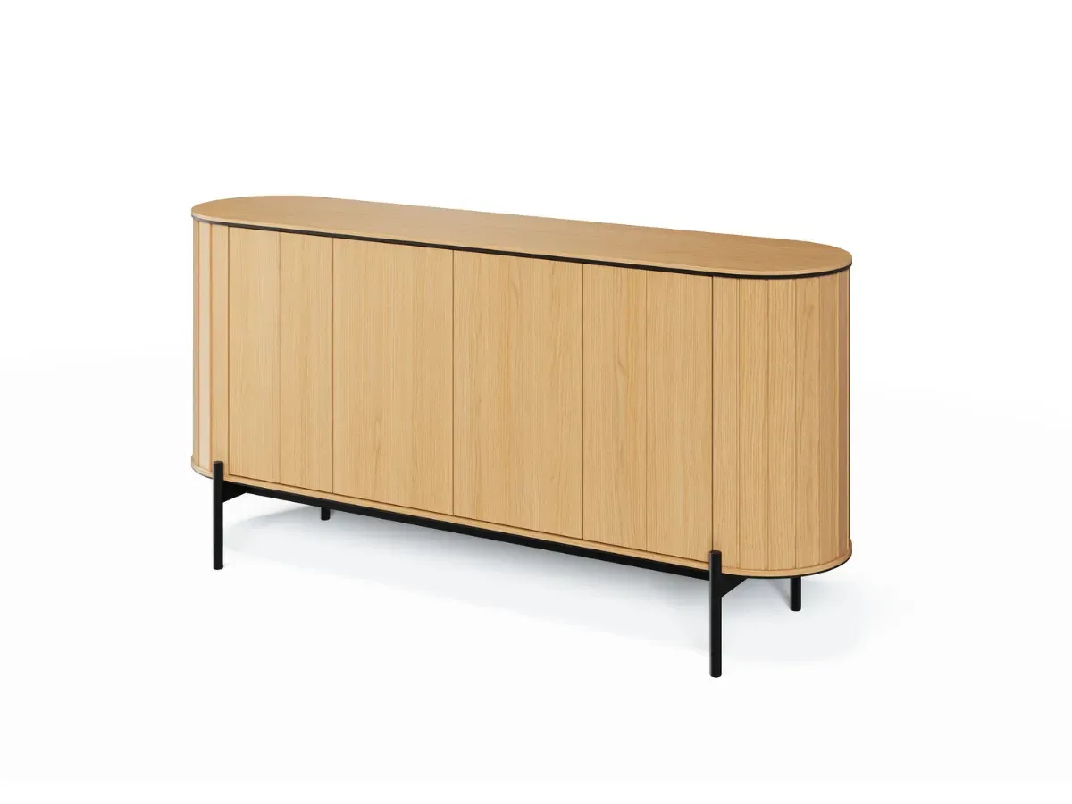 Illustration numéro 2 du produit Buffet arrondi 4 portes 168 cm AMBOISE couleur chêne    BOBOCHIC