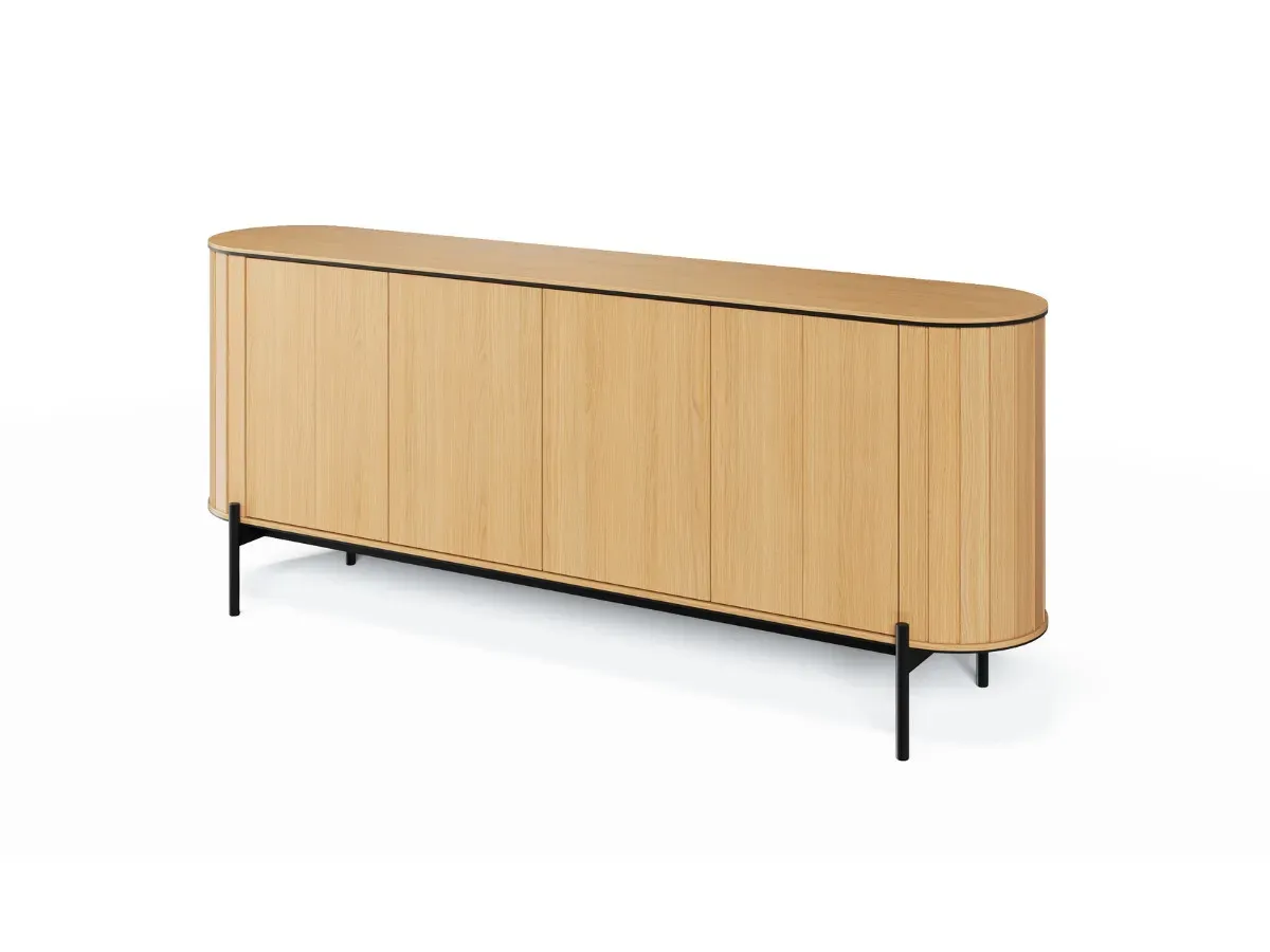 Illustration numéro 2 du produit Buffet arrondi 4 portes 200 cm AMBOISE couleur chêne    BOBOCHIC