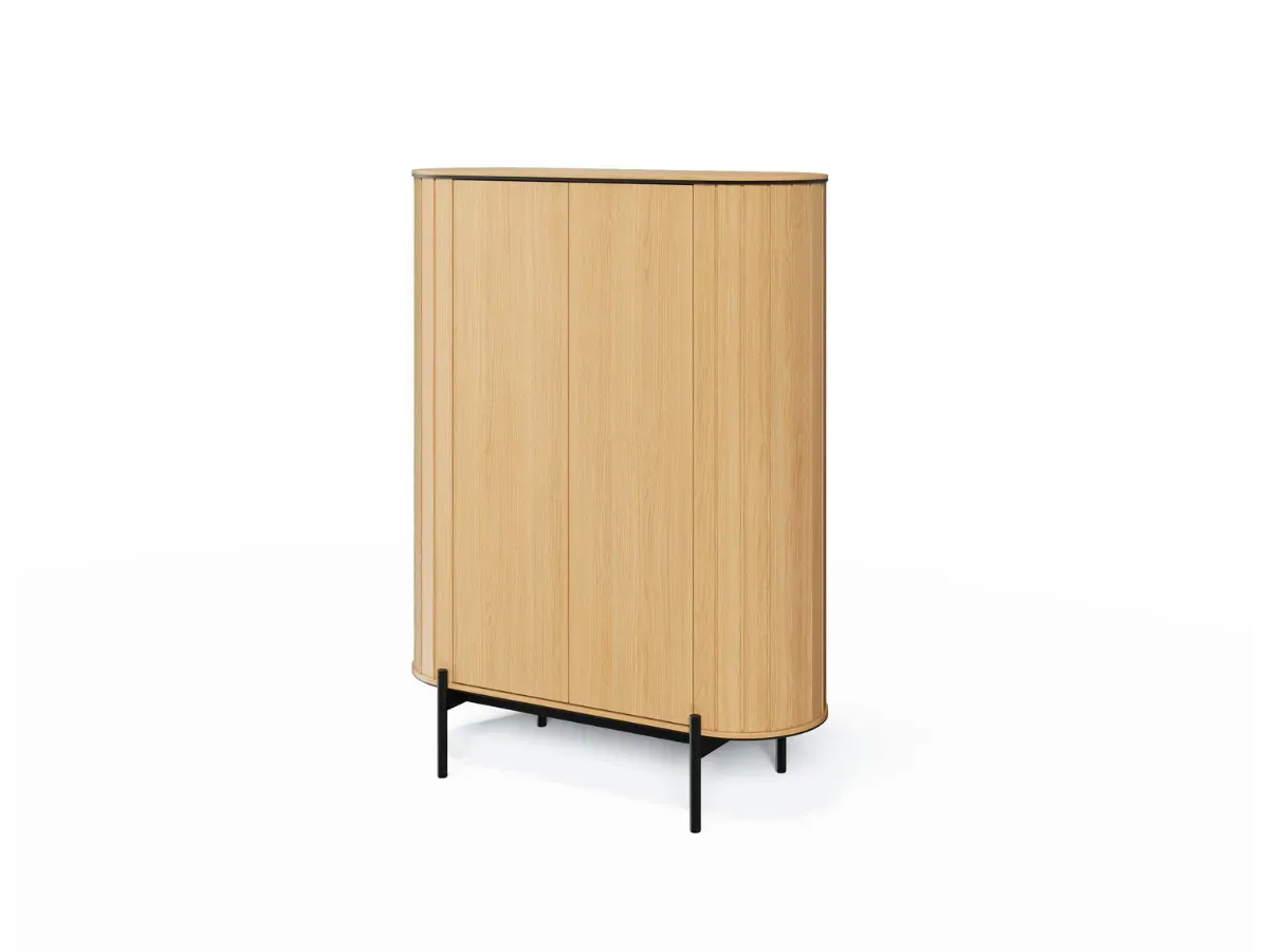 Illustration numéro 2 du produit Buffet haut arrondi 2 portes 107 cm AMBOISE couleur chêne    BOBOCHIC