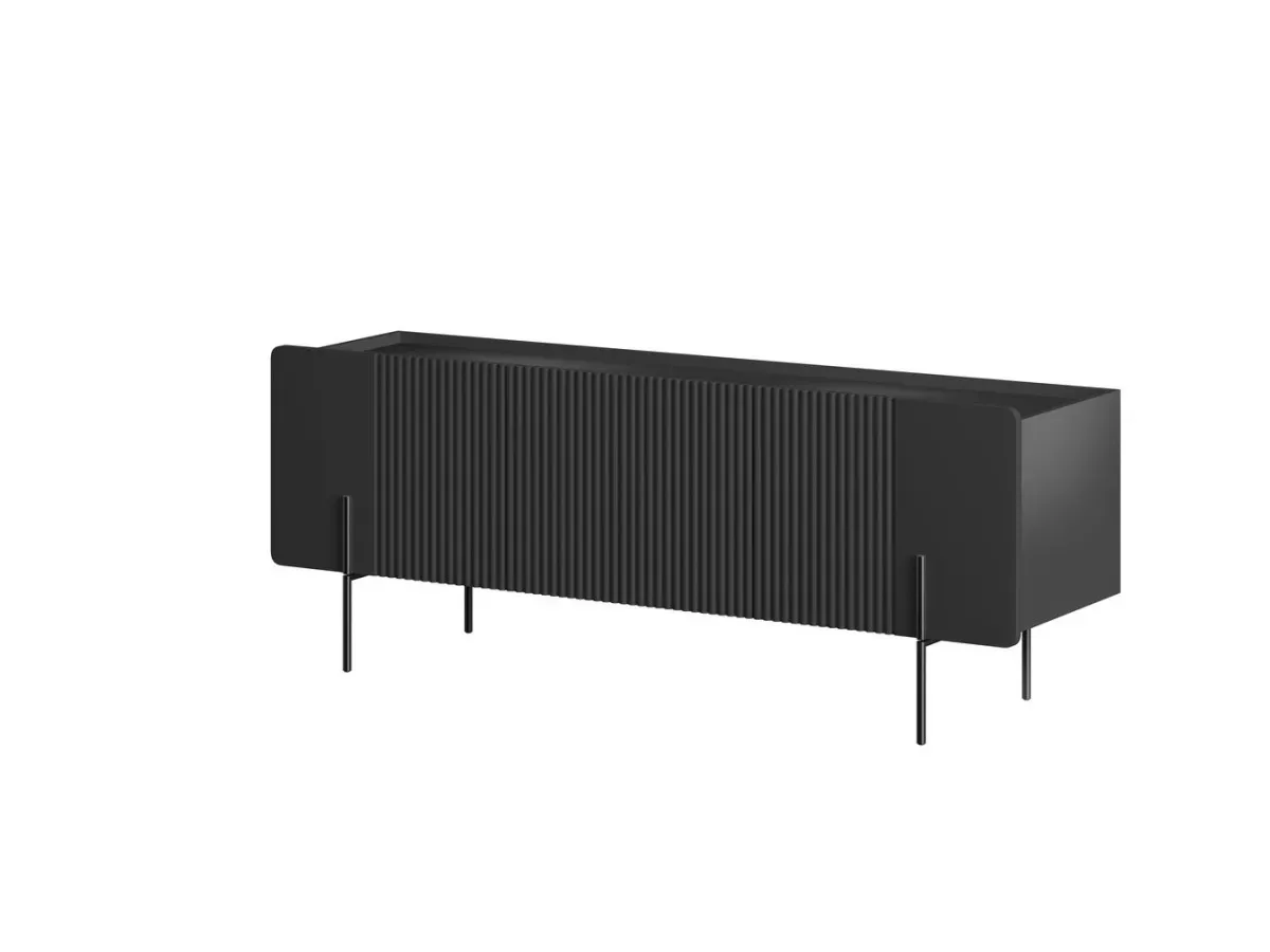 Illustration numéro 2 du produit Meuble TV 2 portes 1 tiroir 150 cm MATHILDE pieds noirs    BOBOCHIC